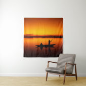 Zonsondergang, Roeiboot Silhouette-16497 Wandkleed (In situ)