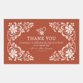 Zonsondergang Roest Shabby Chic Dank U Trouwsticke Rechthoekige Sticker