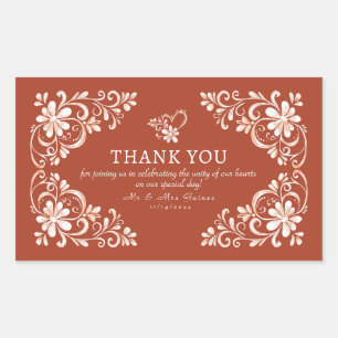 Zonsondergang Roest Shabby Chic Dank U Trouwsticke Rechthoekige Sticker