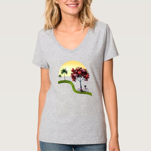 Zonsondergang Romantisch Basisherenoverhemd met V- T-shirt (Voorkant)