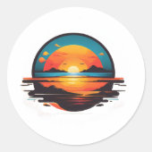  zonsondergang ronde sticker (Voorkant)