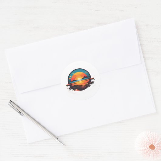  zonsondergang ronde sticker (Envelop)