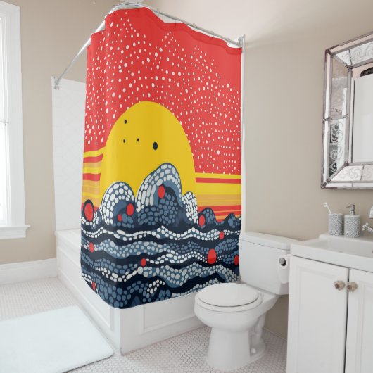 Zonsondergang rood zee mooi feest douchegordijn (In situ)