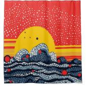 Zonsondergang rood zee mooi feest douchegordijn (Voorkant)