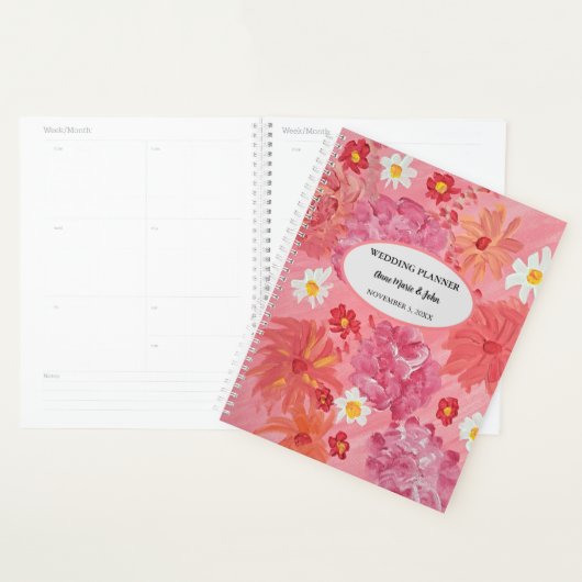 Zonsondergang Roos Bloemen Bruiloft Planner (Display)