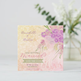 Zonsondergang Roos- doorzichtige blush strik Boeke Save The Date