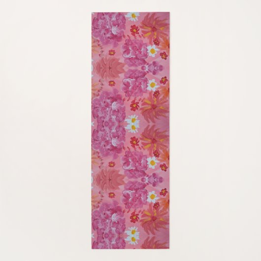Zonsondergang Roos Floral Monogram Yoga Mat (Achterkant)