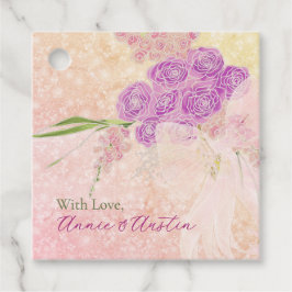 Zonsondergang roze Blush strik Boeket Bedankjes Labels