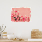 Zonsondergang Roze Wild Field Artiest Waterverf Sc Poster (Keuken)