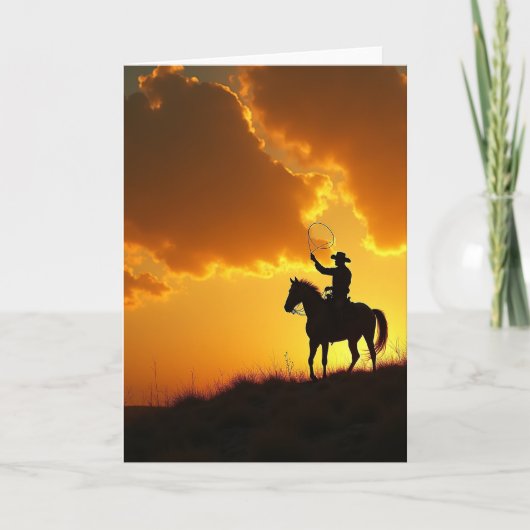 Zonsondergang Ruiter Vaderdagkaart Kaart (Voorkant)