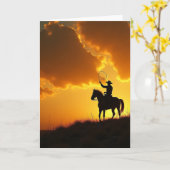 Zonsondergang Ruiter Vaderdagkaart Kaart (Gele Bloem)
