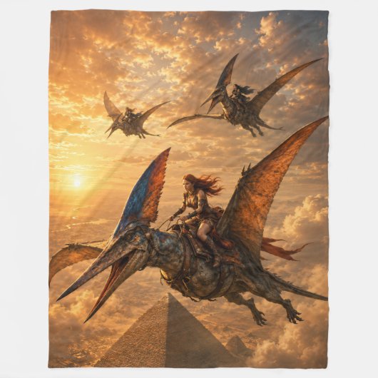 Zonsondergang Ruiters Boven de Piramides Fleece Deken (Voorkant)