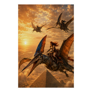 Zonsondergang Ruiters Over de Piramides Perfect Poster