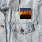 Zonsondergang Ruiters Vierkante Button 5,1 Cm (In situ)