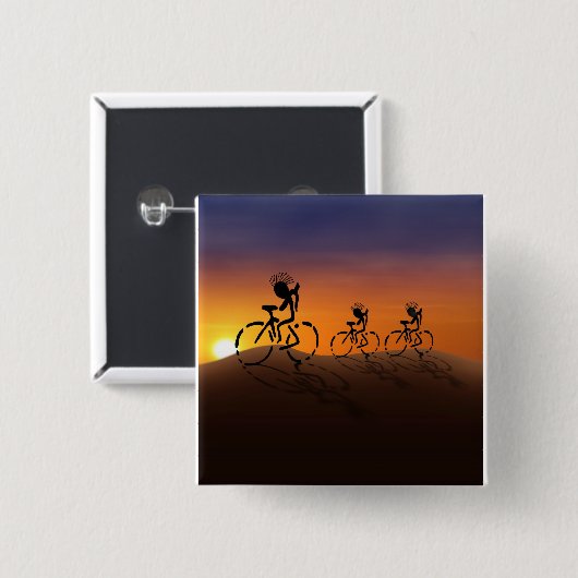 Zonsondergang Ruiters Vierkante Button 5,1 Cm (Voorkant /achterkant)