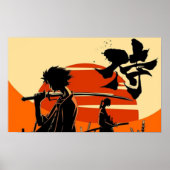Zonsondergang Samurai Vin Poster (Voorkant)