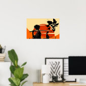 Zonsondergang Samurai Vin Poster (Thuiskantoor)