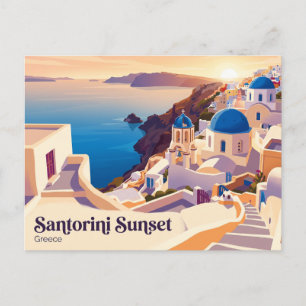 Zonsondergang Santorini Griekenland Cycladen Briefkaart