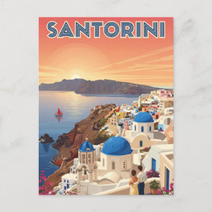 Zonsondergang Santorini Griekenland Cyclades Reize Briefkaart