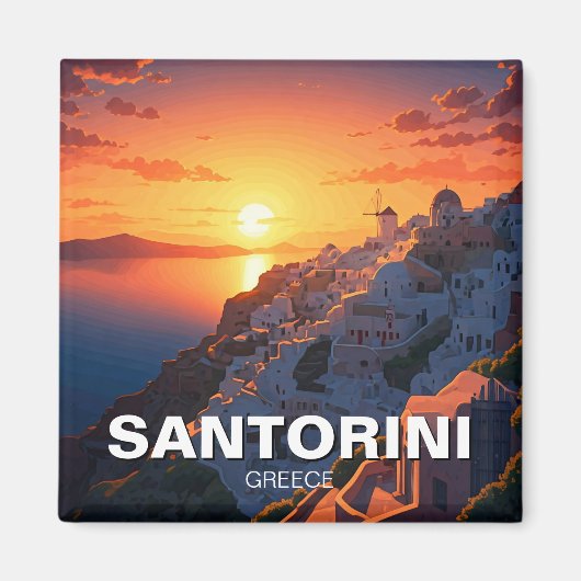 Zonsondergang Santorini Griekse Eilanden Reizen Magneet (Voorkant)