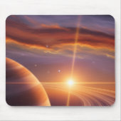 Zonsondergang Saturnus Ringen Kosmische Ruimte Kun Muismat (Voorkant)