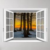 Zonsondergang Scene Nep Raam Uitzicht 3D Poster (Voorkant)