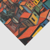 Zonsondergang Scène Oude Stad, Bergen, Zee Tissuepapier (Detail)