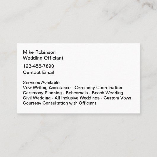 Zonsondergang Schilderachtig bruiloft ambtenaar Vi Visitekaartje (Achterkant)