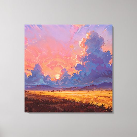 Zonsondergang - Schilderachtige Landschapsstijl Canvas Afdruk (Voorkant)
