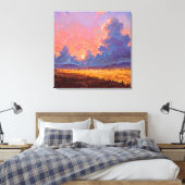Zonsondergang - Schilderachtige Landschapsstijl Canvas Afdruk (Insitu (Slaapkamer))