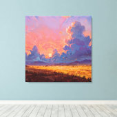 Zonsondergang - Schilderachtige Landschapsstijl Canvas Afdruk (Insitu (Houten vloer))