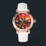 Zonsondergang Schilderen met Cottage en Lake-66633 Horloge<br><div class="desc">Zonsondergang Schilderen met Cottage en Lake-66633</div>