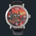 Zonsondergang Schilderen met Cottage en Lake-66633 Horloge<br><div class="desc">Zonsondergang Schilderen met Cottage en Lake-66633</div>