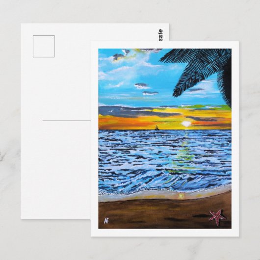 Zonsondergang Schilderij van Alfred Fox Briefkaart (Voorkant / Achterkant)