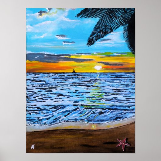 Zonsondergang Schilderij van Alfred Fox Poster (Voorkant)