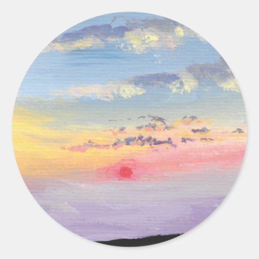 Zonsondergang Schilderstickers Ronde Sticker (Voorkant)