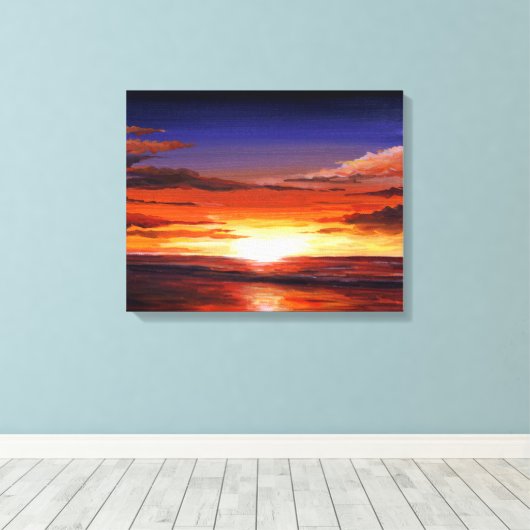ZONSONDERGANG SCHOONHEID - ACRYL OP DOEK SCHILDERE CANVAS AFDRUK (Insitu (Houten vloer))