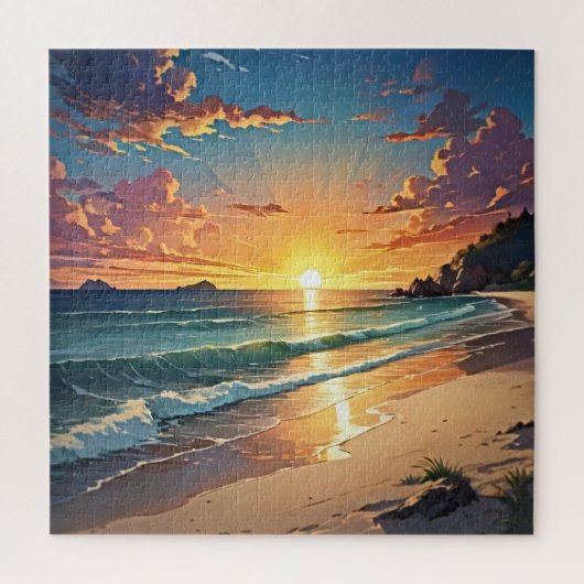 Zonsondergang Serene Strand Scène Legpuzzel (Verticaal)