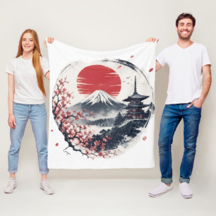 Zonsondergang Sereniteit bij Mount Fuji – Japanse  Fleece Deken
