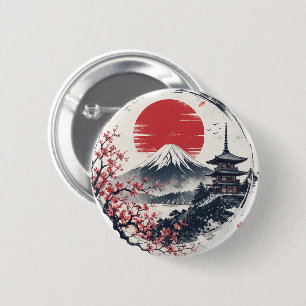Zonsondergang Sereniteit bij Mount Fuji – Japanse  Ronde Button 5,7 Cm