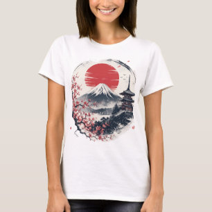 Zonsondergang Sereniteit bij Mount Fuji – Japanse  T-shirt