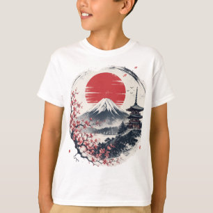 Zonsondergang Sereniteit bij Mount Fuji – Japanse  T-shirt