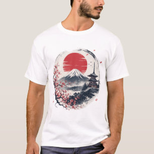 Zonsondergang Sereniteit bij Mount Fuji – Japanse  T-shirt