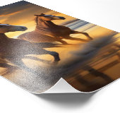 Zonsondergang Sereniteit met Paar Kustpaarden Foto Afdruk (Hoek)