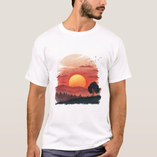 Zonsondergang Sereniteit T-shirt Esthetische Water