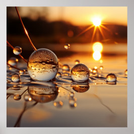 Zonsondergang Serenity: Reflecties van een Gouden  Poster