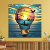 Zonsondergang Serenity: Roeien in de Gouden Gloed Canvas Afdruk (Insitu (Woonkamer))