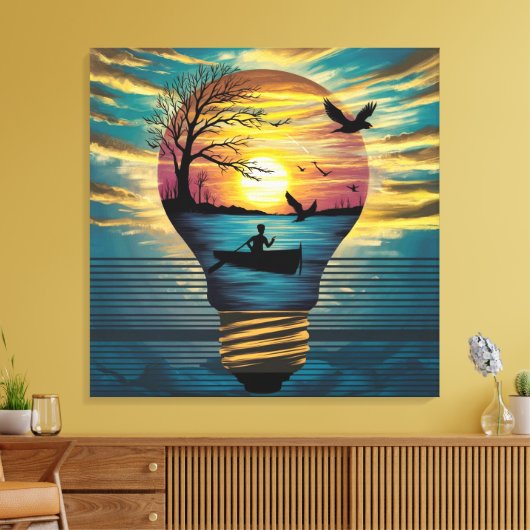 Zonsondergang Serenity: Roeien in de Gouden Gloed Canvas Afdruk (Insitu (Woonkamer))