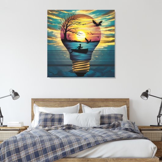 Zonsondergang Serenity: Roeien in de Gouden Gloed Canvas Afdruk (Insitu (Slaapkamer))