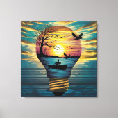 Zonsondergang Serenity: Roeien in de Gouden Gloed Canvas Afdruk (Voorkant)